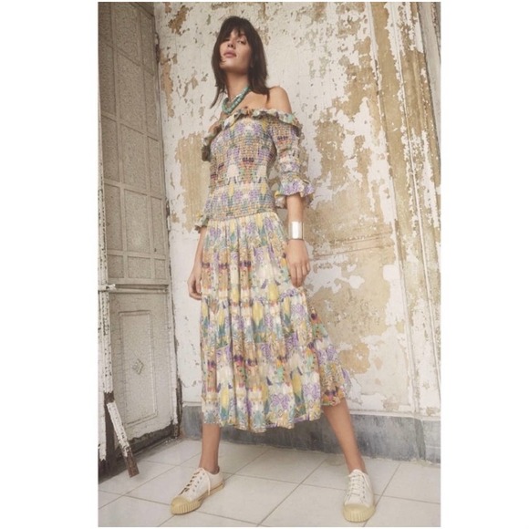 Chufy Dresses & Skirts - Chufy Memories of Peru Inka Printed Colorful Lurex Off-the-Shoulder Smocked